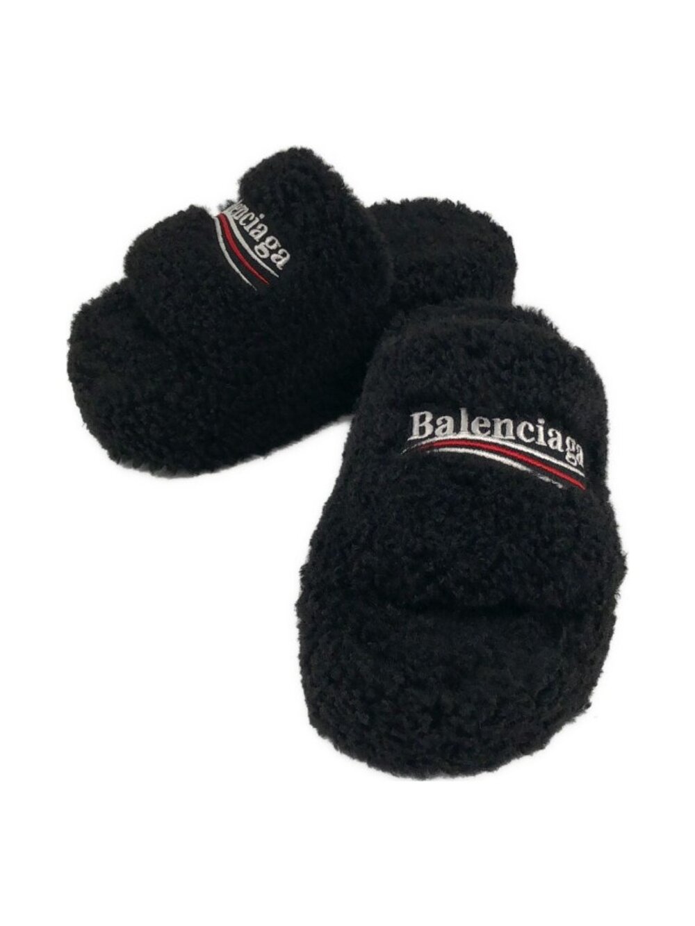 Balenciaga Furry Platform Sandals Black